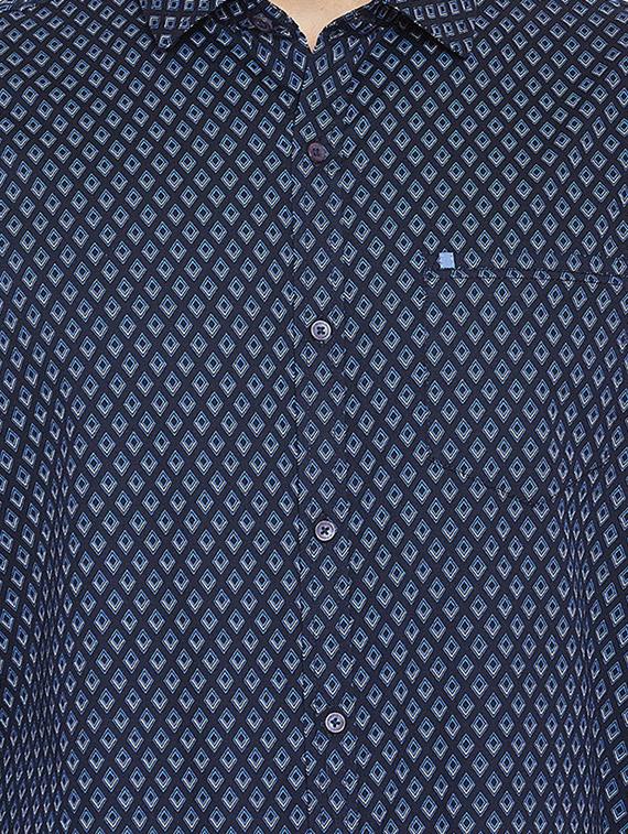 navy blue printed casual shirt - 16570654 - Zoom Image - 5