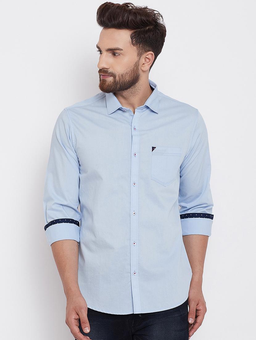 light blue solid casual shirt - 16570661 - Zoom Image - 1
