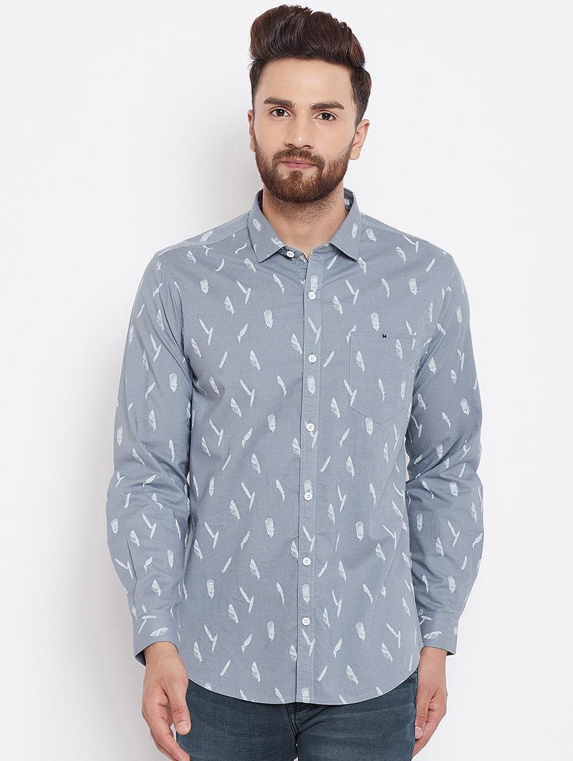 grey printed casual shirt - 16570664 - Zoom Image - 1