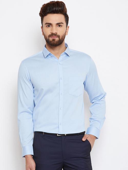 blue solid formal shirt - 16570680 - Standard Image - 1