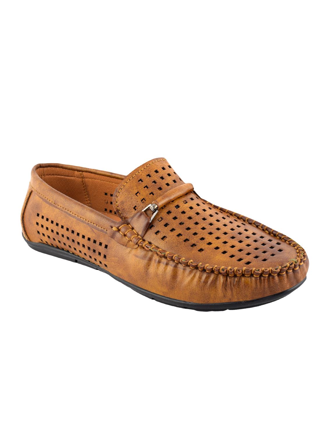 tan leatherette slip on loafers - 16571831 - Zoom Image - 1