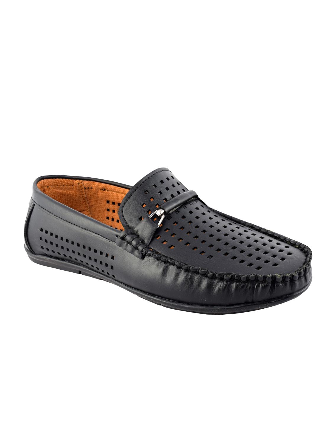 black leatherette slip on loafers - 16571832 - Zoom Image - 1