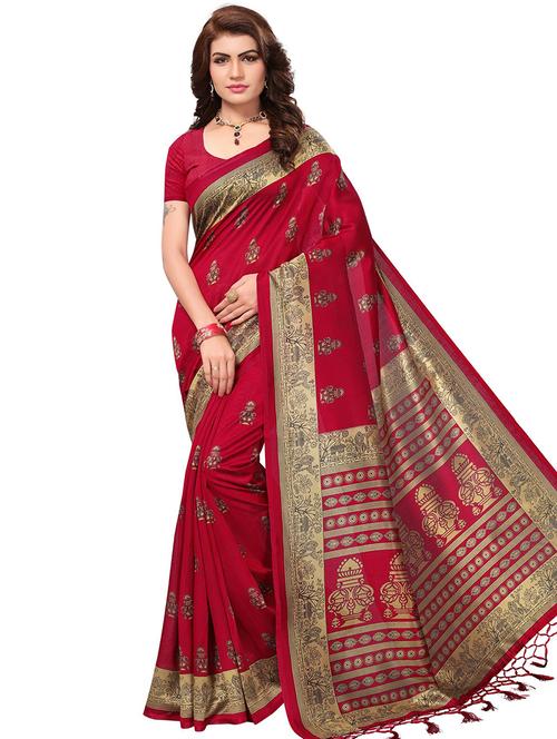 printed mysore silk saree with blouse - 16571901 - Standard Image - 1