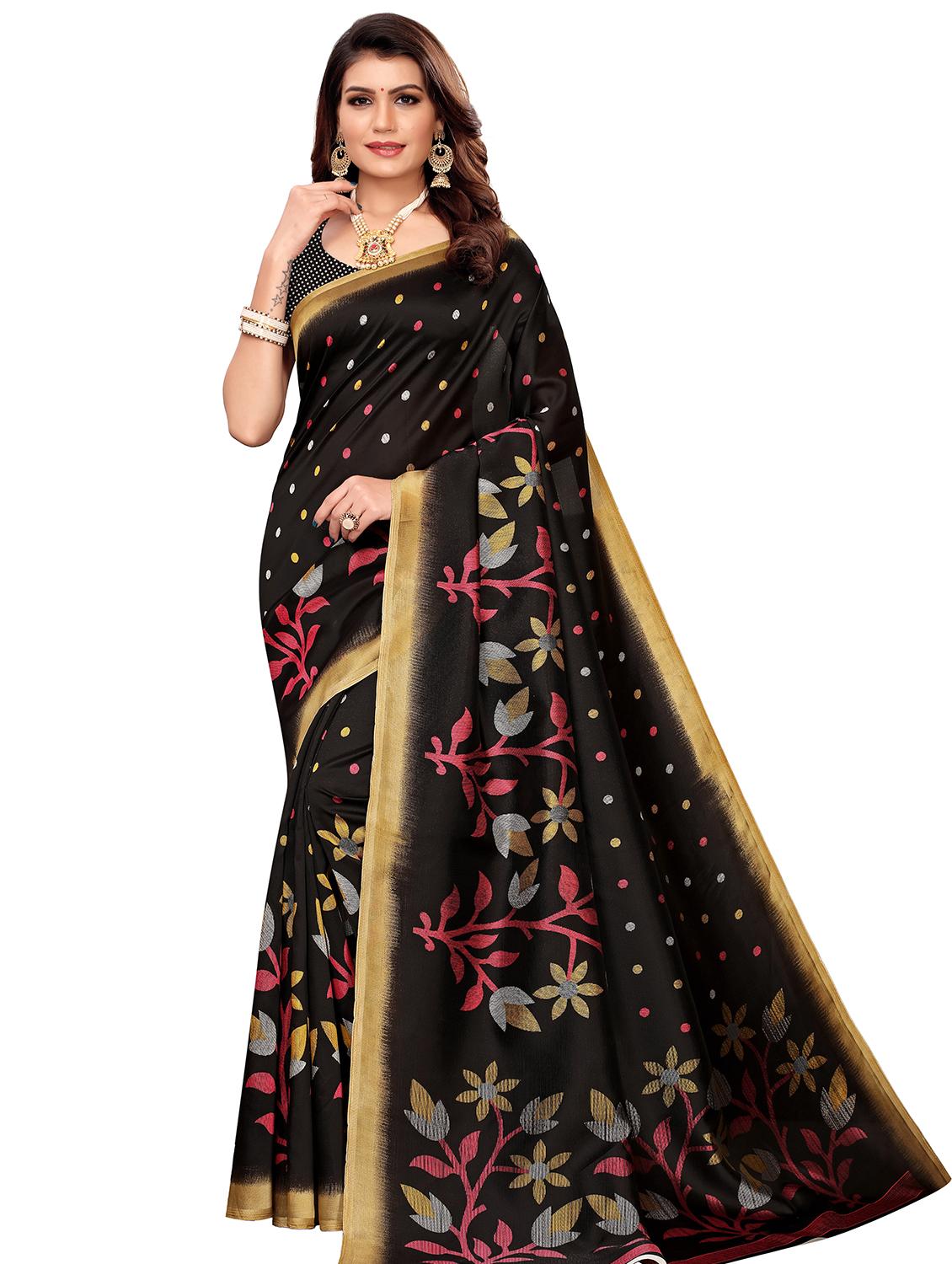 floral mysore silk saree with blouse - 16572024 - Zoom Image - 1