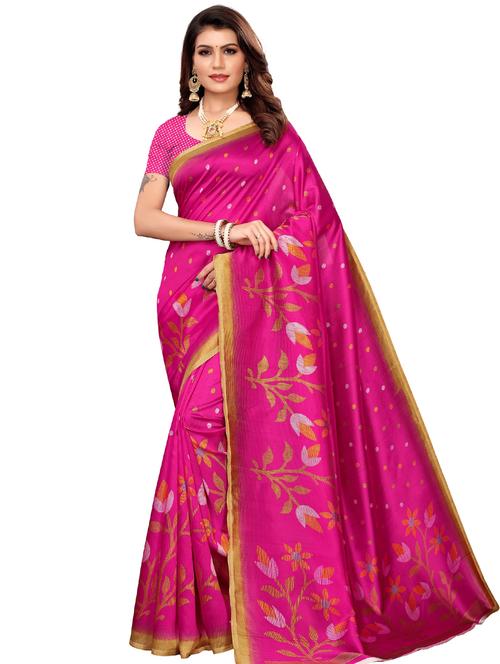 floral mysore silk saree with blouse - 16572105 - Standard Image - 1