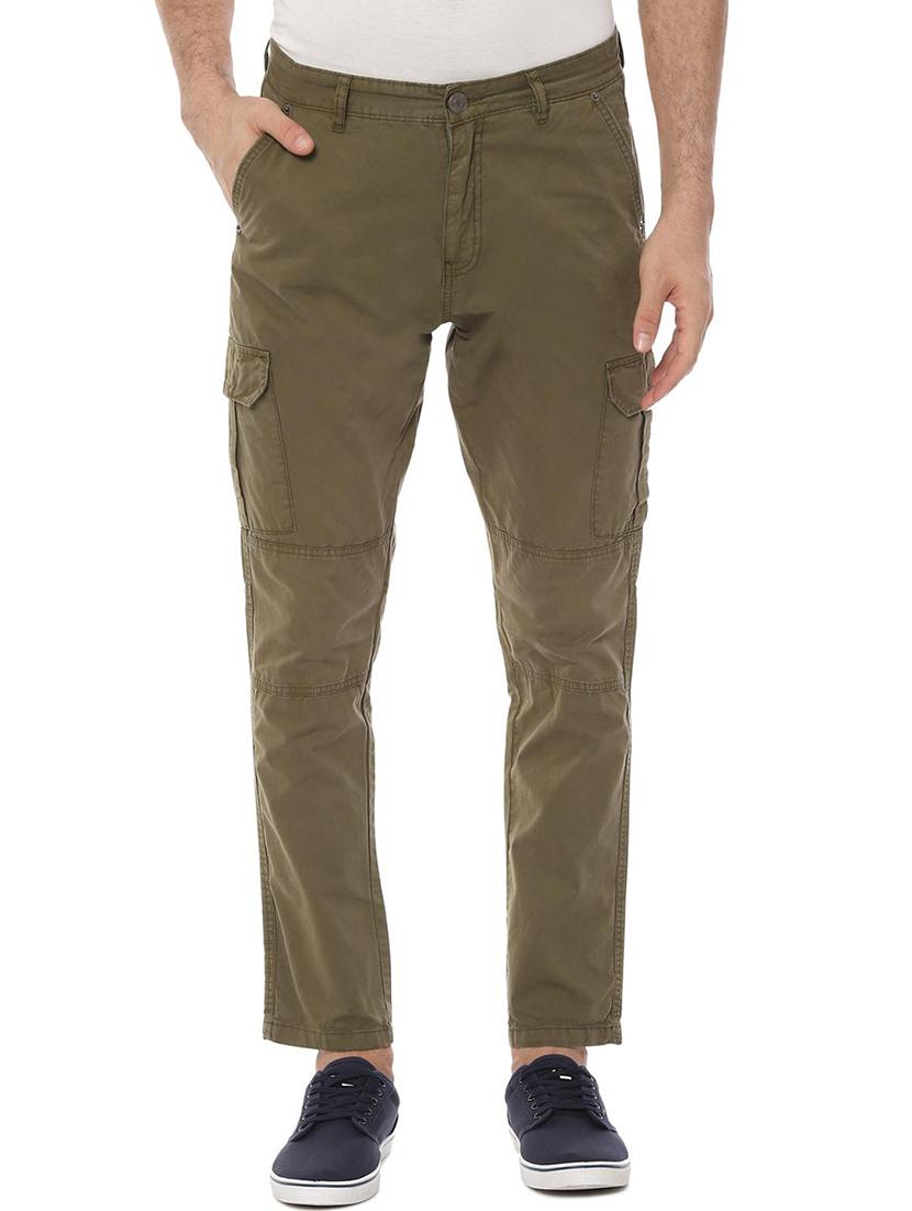 green solid cargo traousers - 16572881 - Zoom Image - 1
