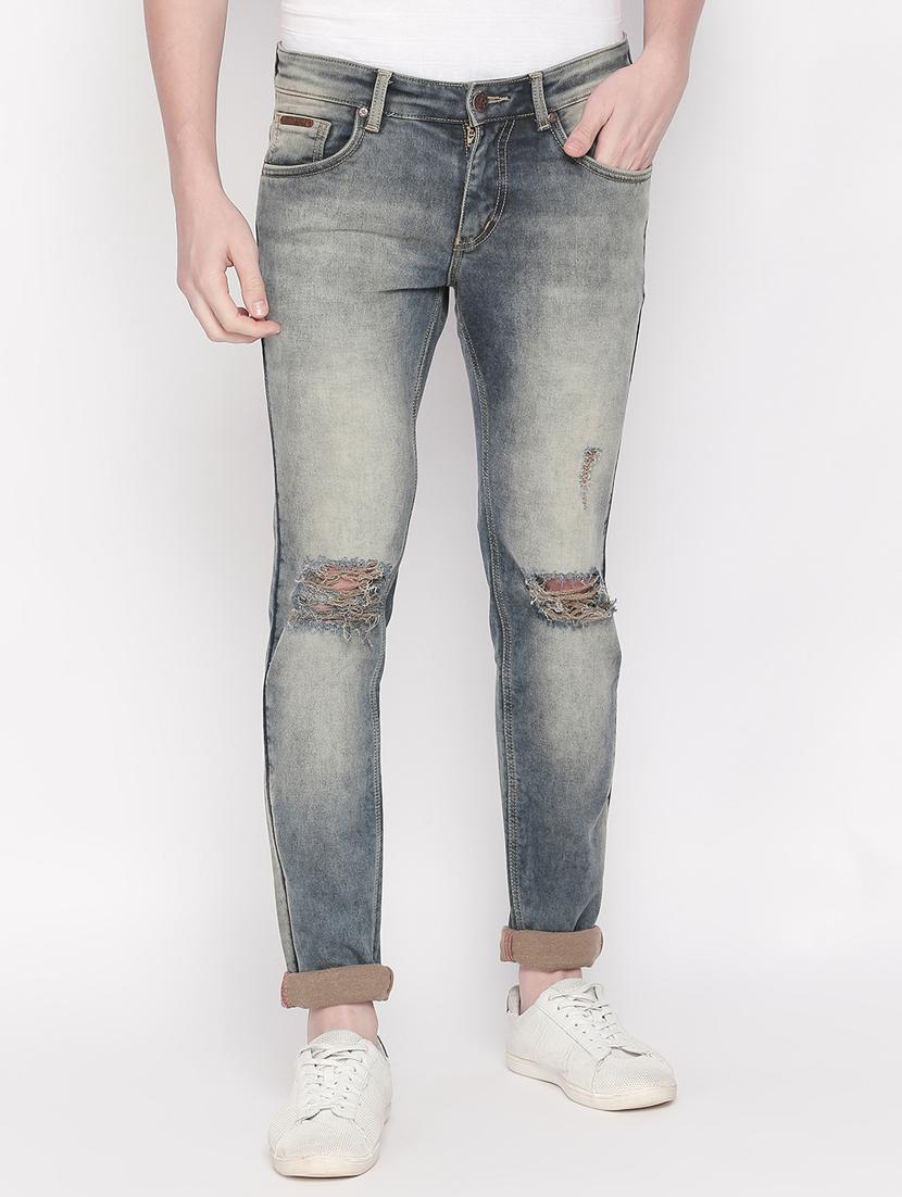 grey heavy washed distressed denim jeans - 16573007 - Zoom Image - 1