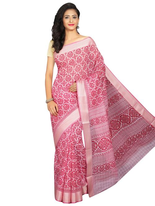 printed woven saree with blouse - 16573557 - Standard Image - 1