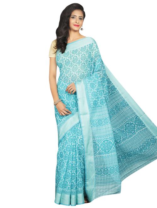 printed woven saree with blouse - 16573558 - Standard Image - 1