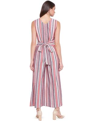 tie back striped jumpsuit - 16573897 - Standard Image - 3