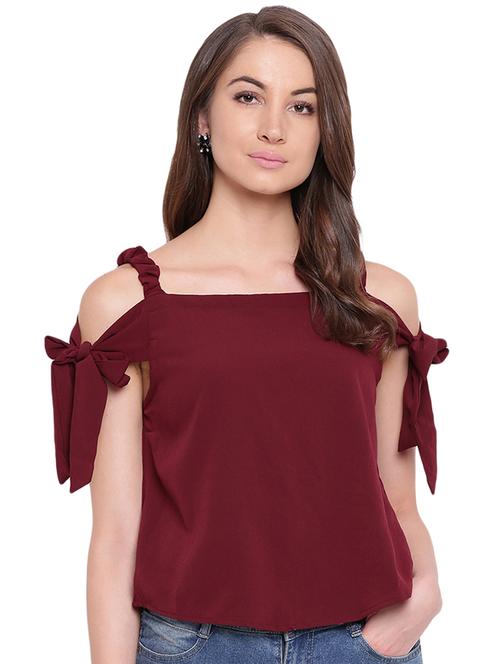 cold shoulder solid top - 16573940 - Standard Image - 1
