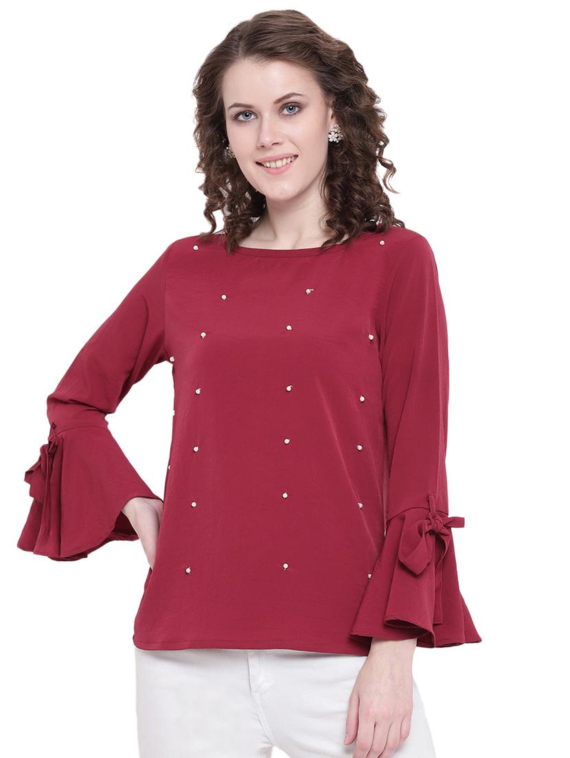 bell sleeved embellished top - 16574005 - Zoom Image - 1