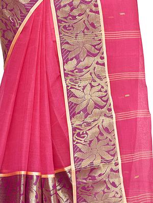 bordered tant saree - 16574363 - Standard Image - 3