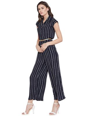 shirt collar striped jumpsuit - 16574467 - Standard Image - 2