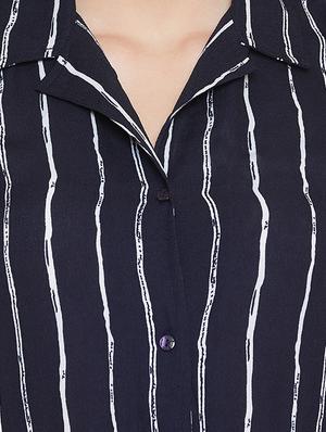 shirt collar striped jumpsuit - 16574467 - Standard Image - 4