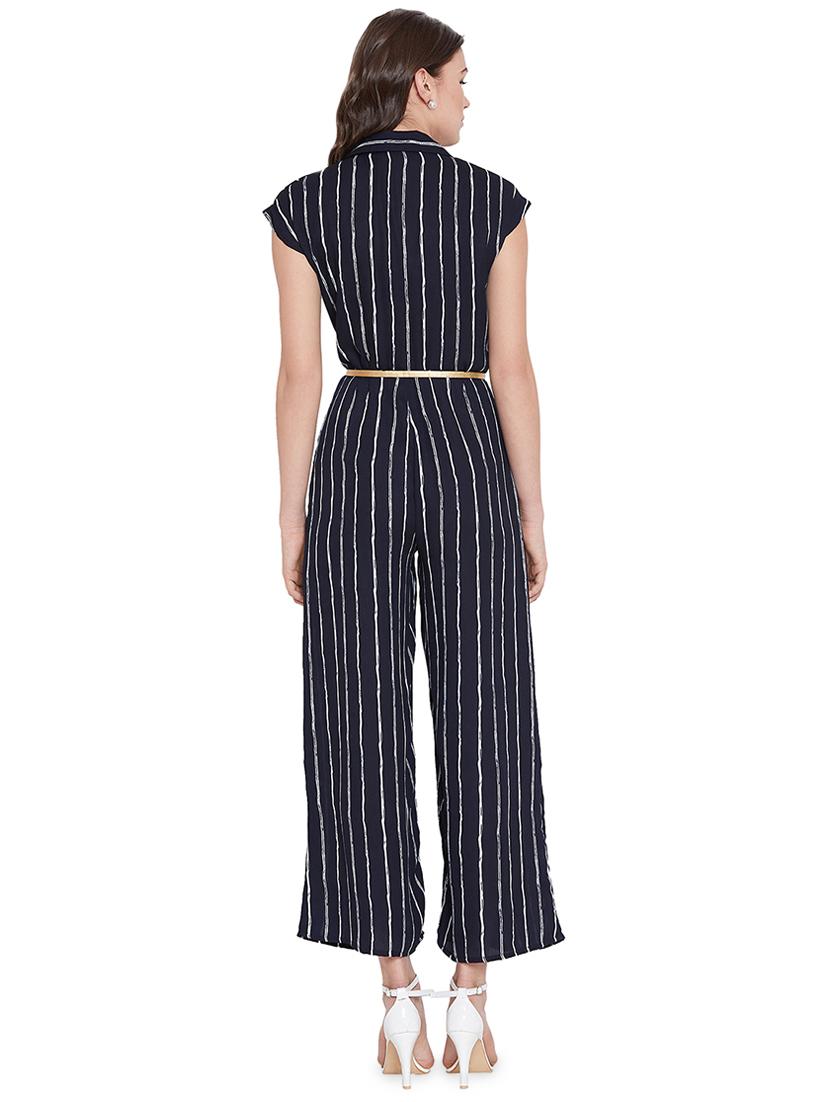 shirt collar striped jumpsuit - 16574467 - Zoom Image - 3