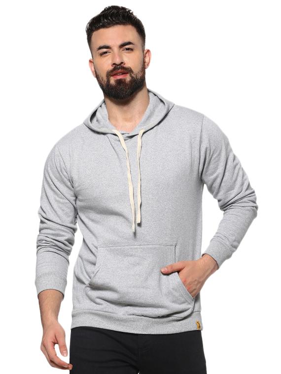 grey solid hooded sweatshirt - 16574606 - Zoom Image - 1