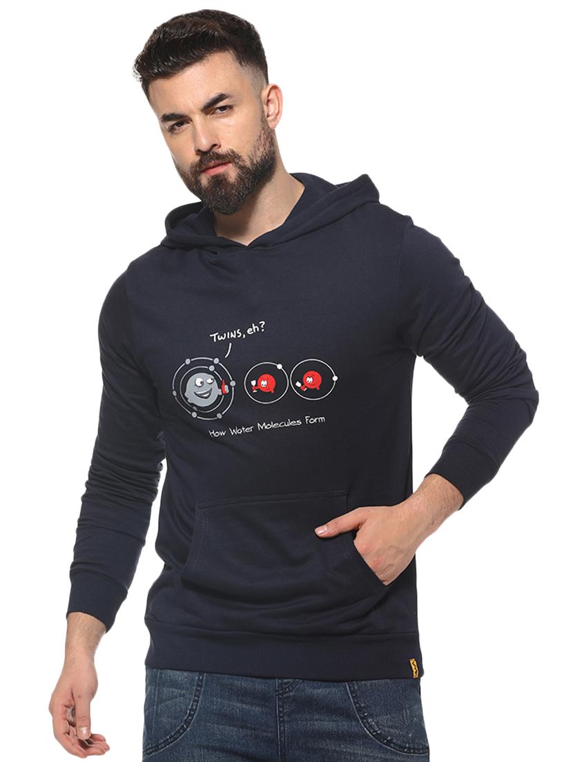 navy blue chest print sweatshirt - 16574608 - Zoom Image - 1