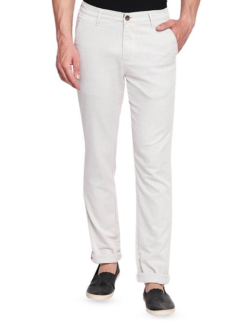 white printed chinos - 16574662 - Standard Image - 1
