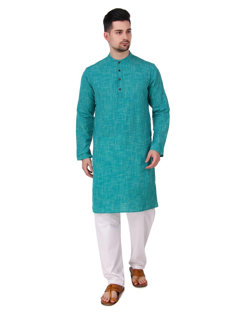 green self design long kurta - 16575025 - Zoom Image - 1