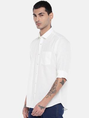 white linen solid casual shirt - 16575499 - Standard Image - 2