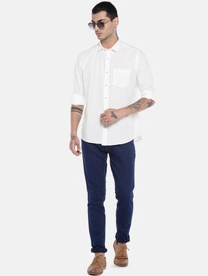 white linen solid casual shirt - 16575499 - Standard Image - 4
