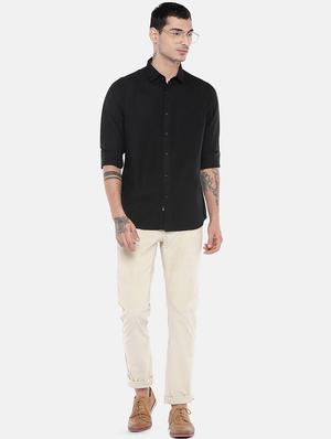 black solid linen casual shirt - 16575501 - Standard Image - 4