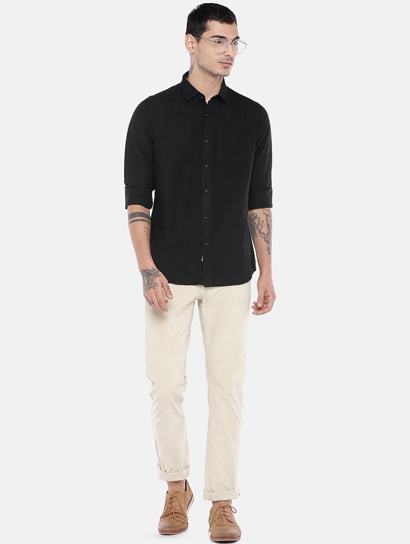 black solid linen casual shirt - 16575501 - Zoom Image - 4