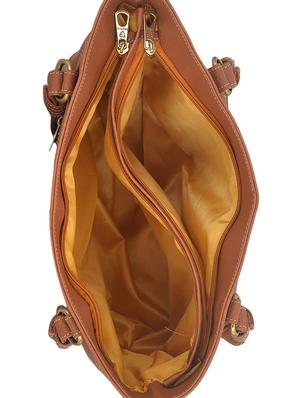 tan leatherette (pu) regular handbag - 16576009 - Standard Image - 3