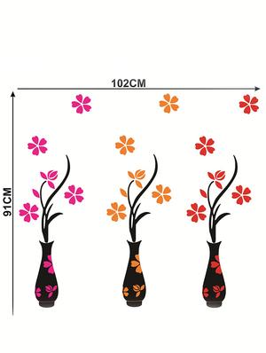 multicolor flower pot wall sticker for living room - 16576341 - Standard Image - 3