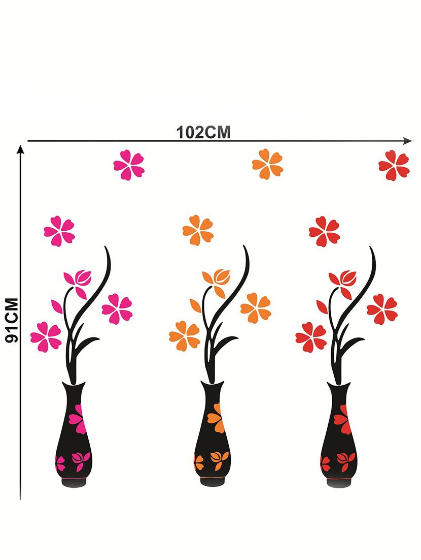 multicolor flower pot wall sticker for living room - 16576341 - Zoom Image - 3
