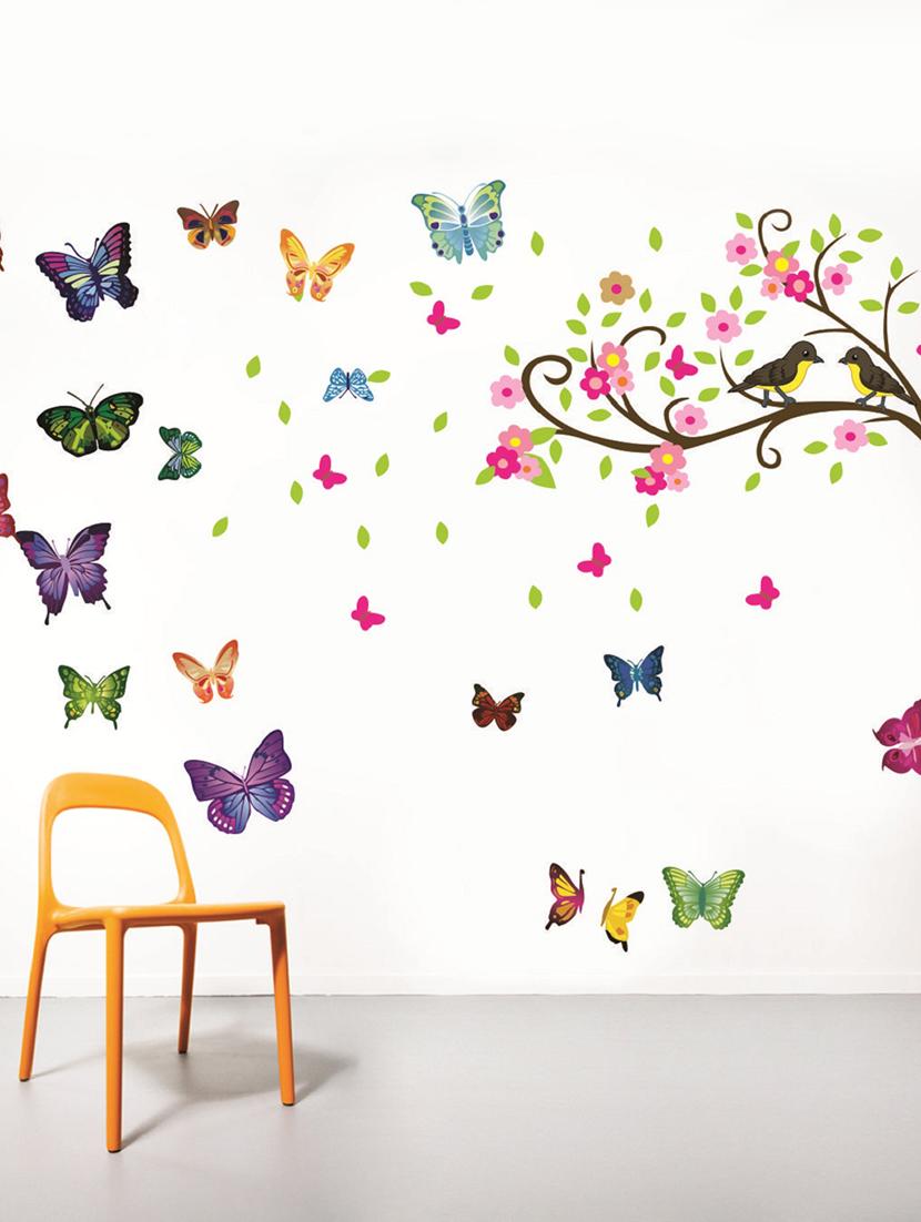 butterfly tree birds wall sticker for living room - 16576342 - Zoom Image - 2