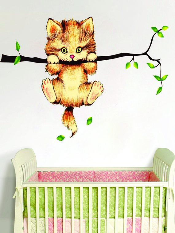 cute cat wall sticker for living room - 16576370 - Zoom Image - 2