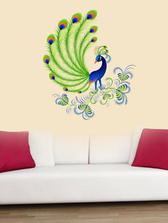 peacock feather wall sticker & decal - 16576421 - Zoom Image - 1