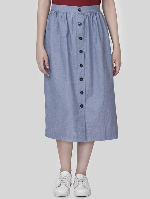 mid rise button up a-line skirt - 16577103 - Standard Image - 1