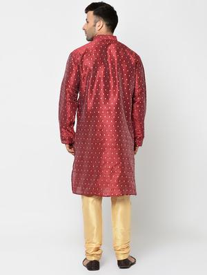 maroon printed kurta pyjama set - 16577462 - Standard Image - 3