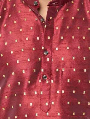 maroon printed kurta pyjama set - 16577462 - Standard Image - 4
