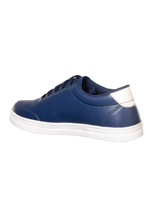 navy leatherette lace up sneakers - 16577465 - Standard Image - 3