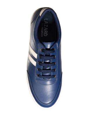 navy leatherette lace up sneakers - 16577465 - Standard Image - 4