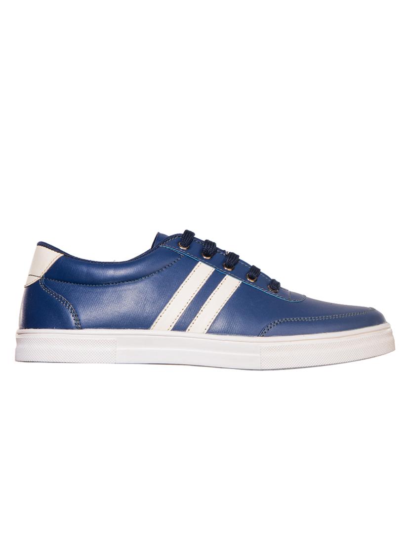 navy leatherette lace up sneakers - 16577465 - Zoom Image - 2