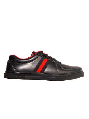 black leatherette lace up sneakers - 16577467 - Standard Image - 2