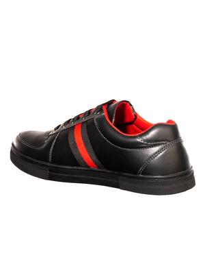 black leatherette lace up sneakers - 16577467 - Standard Image - 3