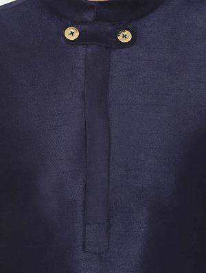 navy blue silk blend solid long kurta - 16578000 - Standard Image - 5