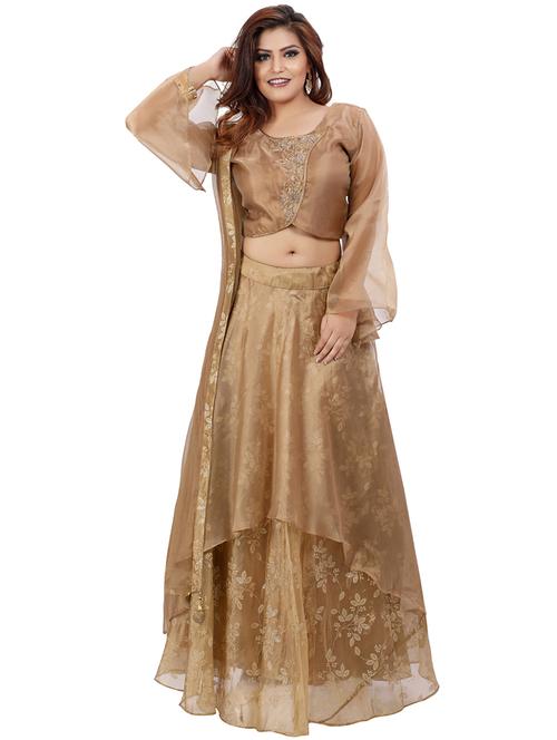 zardosi work flared sleeves layered lehenga - 16579051 - Standard Image - 1