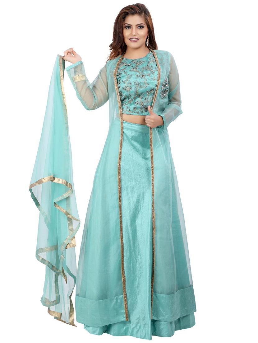 embroidered lehenga choli with jacket set - 16579053 - Zoom Image - 1
