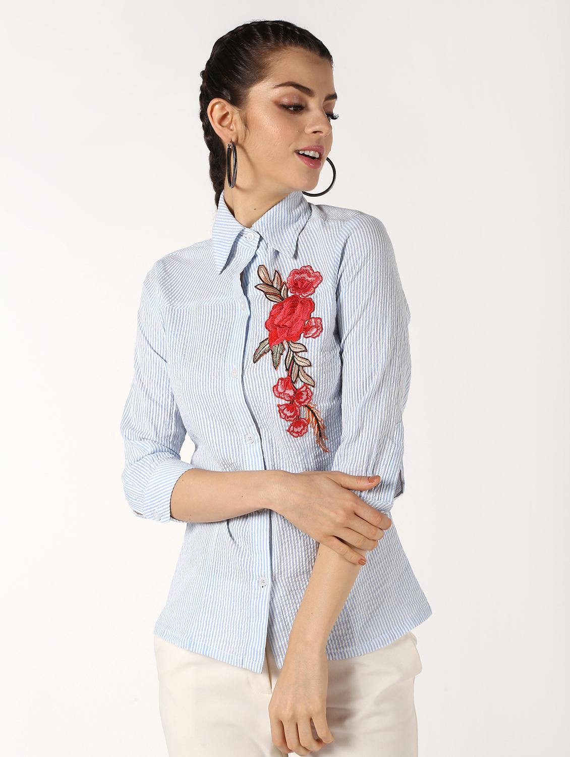 floral applique striped shirt - 16579110 - Zoom Image - 2