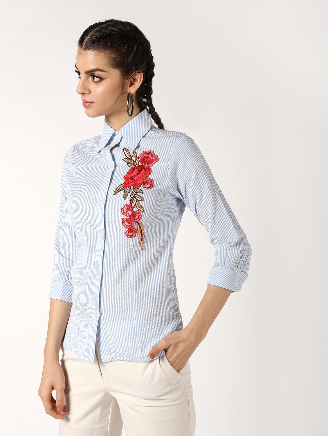 floral applique striped shirt - 16579110 - Zoom Image - 3