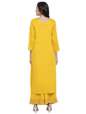 gold print kurta palazzo set - 16579557 - Standard Image - 3