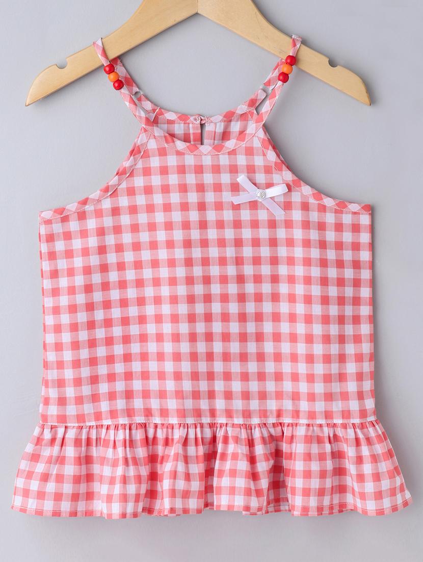 key hole back checkered top - 16580311 - Zoom Image - 1