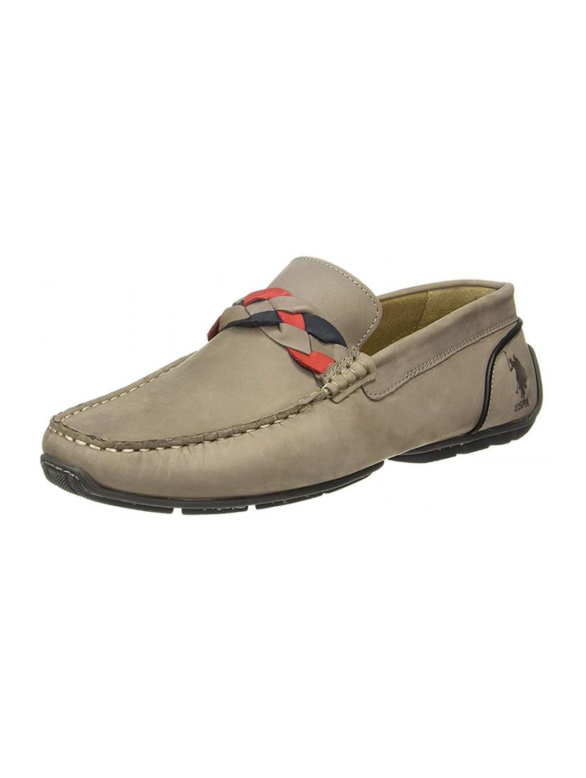 grey leather slip on loafers - 16580697 - Zoom Image - 1